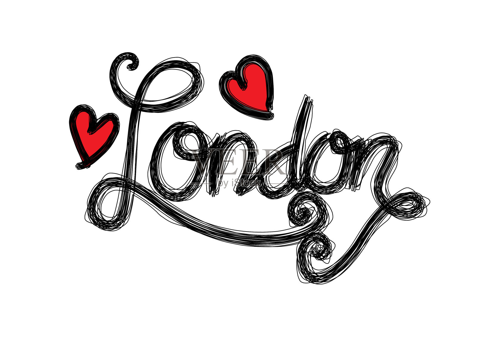 心形的伦敦字设计元素图片