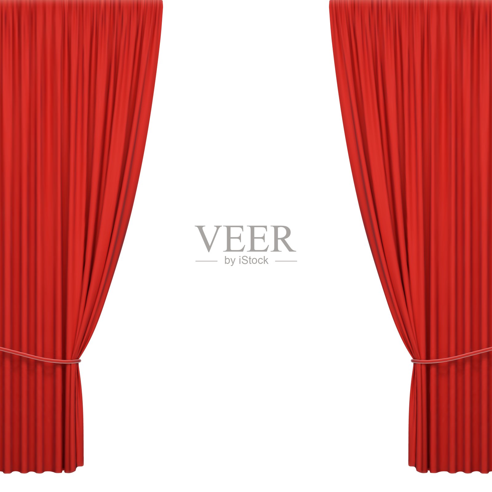 红色的窗帘阶段插画图片素材