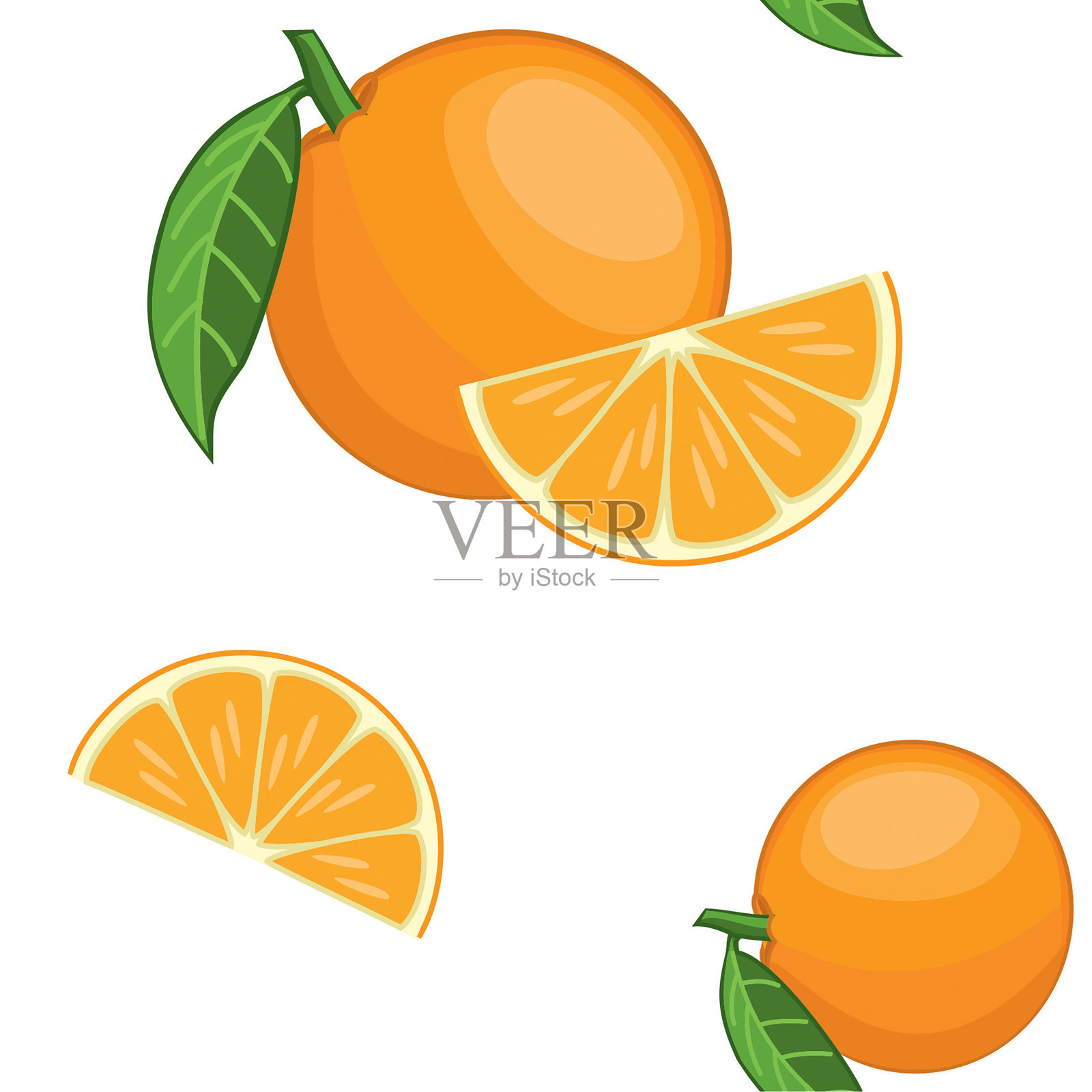 橙子的模式。向量无缝纹理。设计元素图片