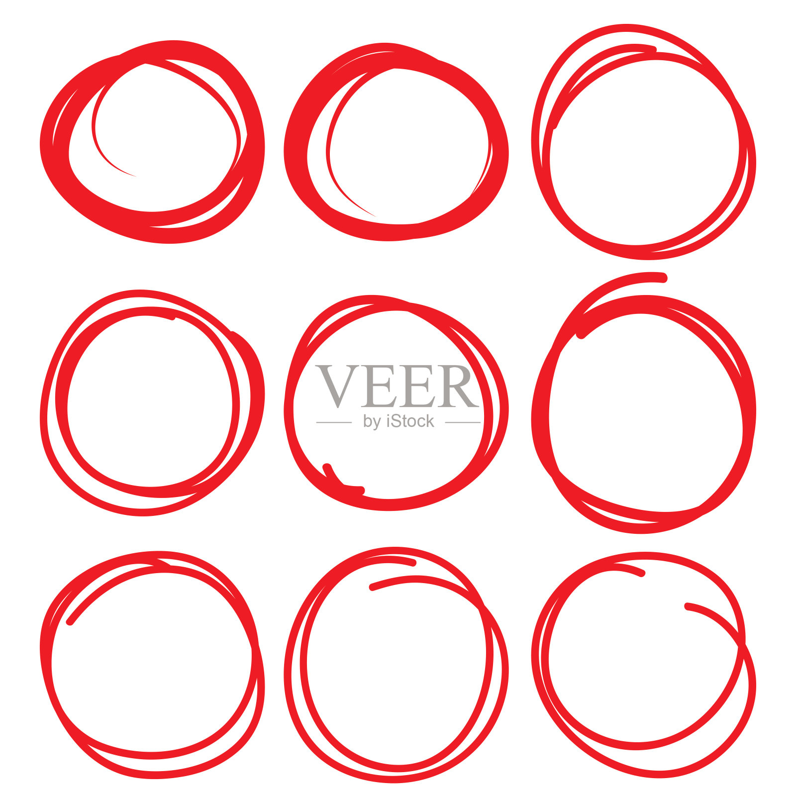 高亮元素，红色圆圈设置，收集校正和手绘圆圈。插画图片素材