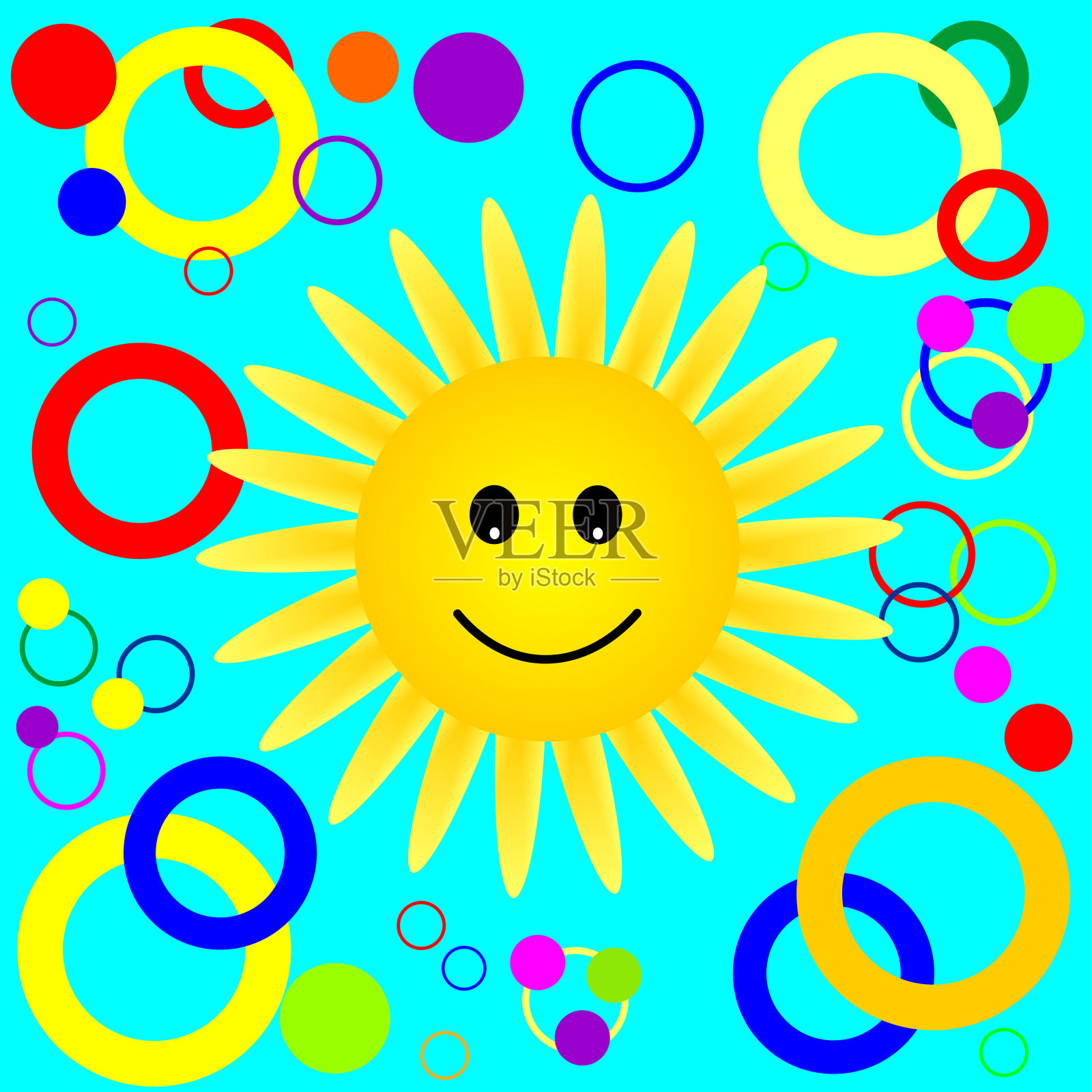 快乐微笑太阳图案。插画图片素材