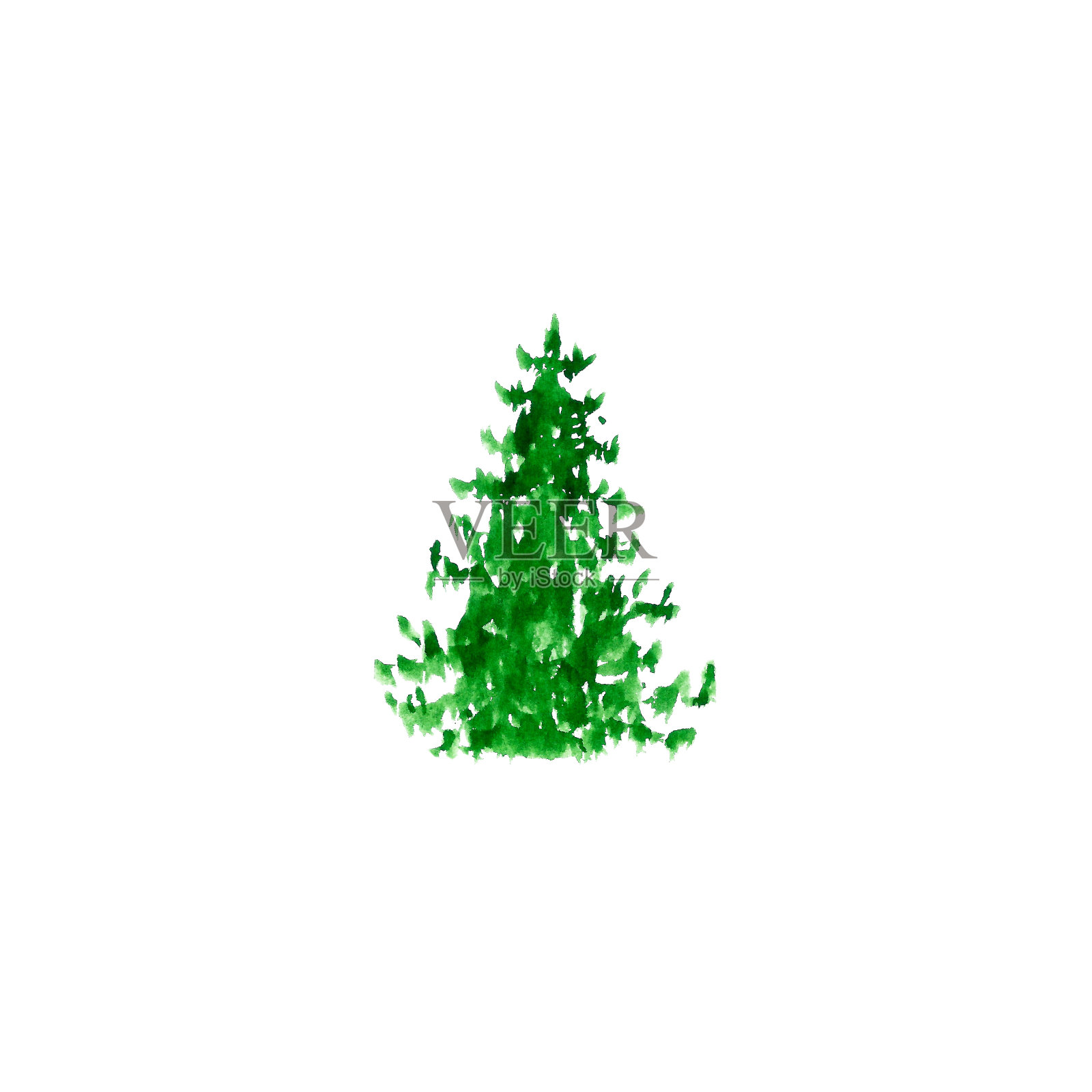 摘绿单棵圣诞树与雪。设计元素图片