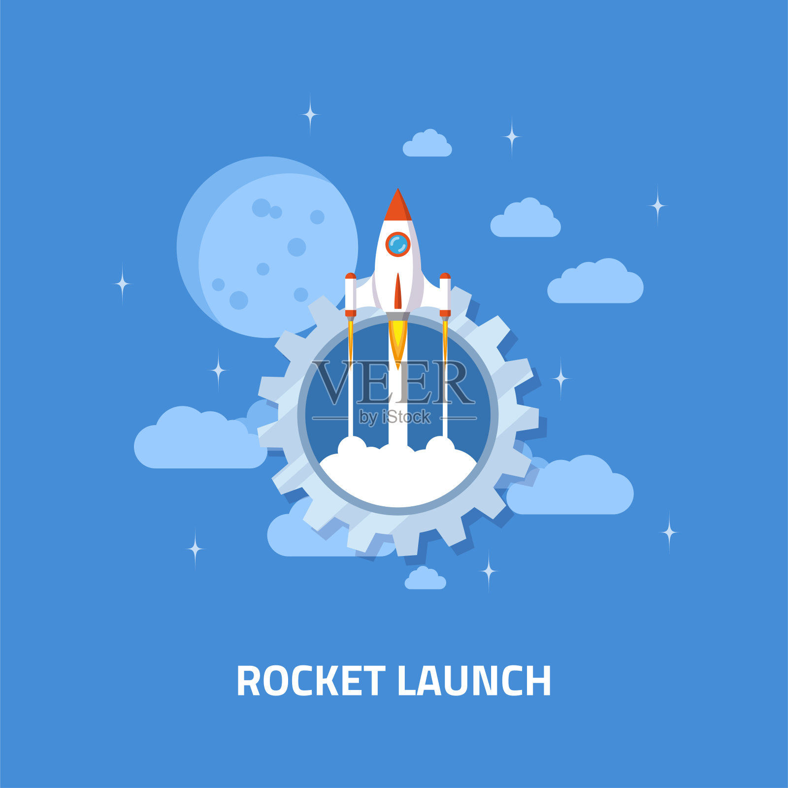 火箭发射概念横幅插画图片素材