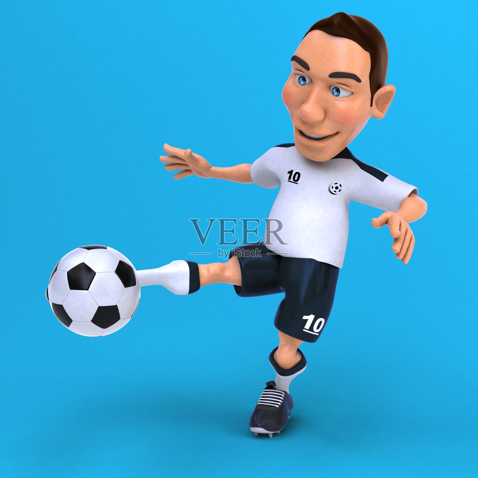 有趣的足球运动员- 3D插图照片摄影图片