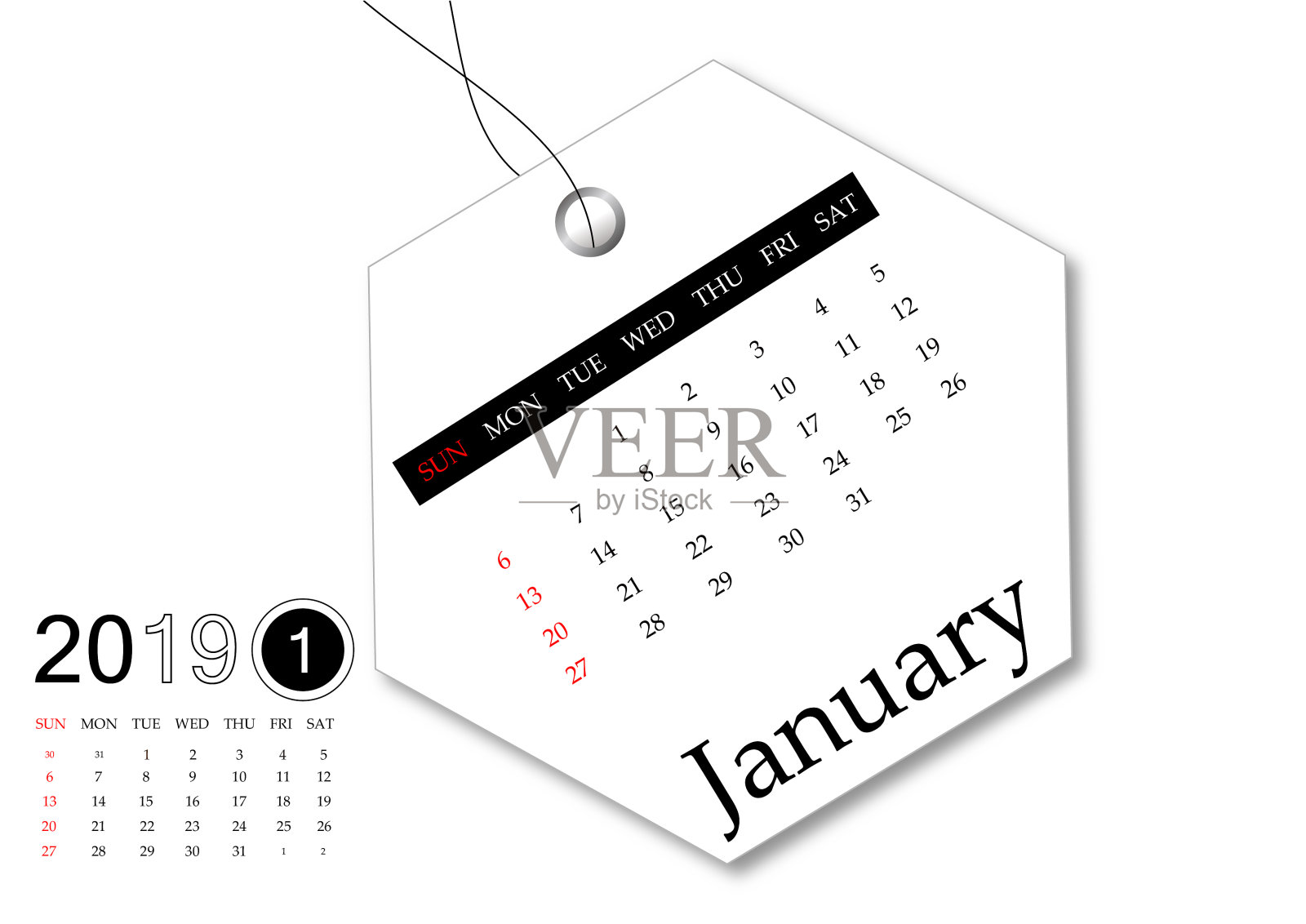 2019年1月-标签设计日历系列照片摄影图片