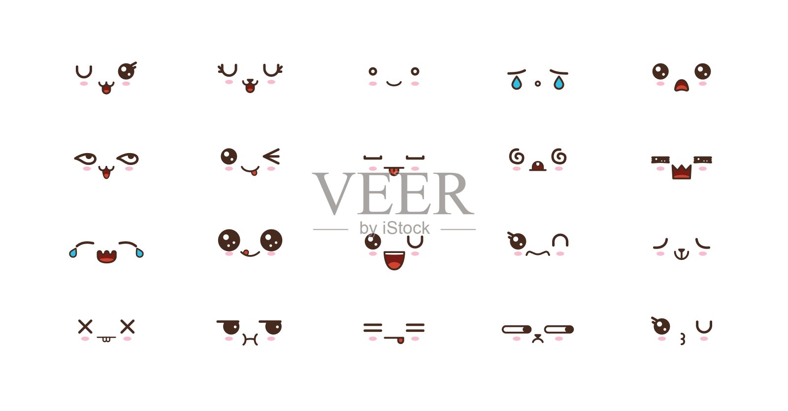 可爱的微笑表情。日本emoji插画图片素材