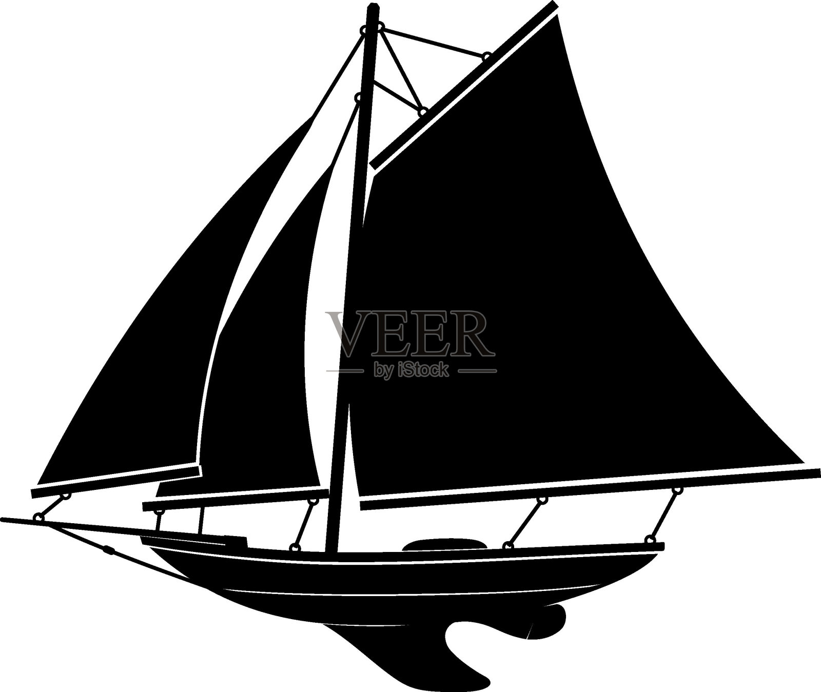 单桅帆船帆船插画图片素材