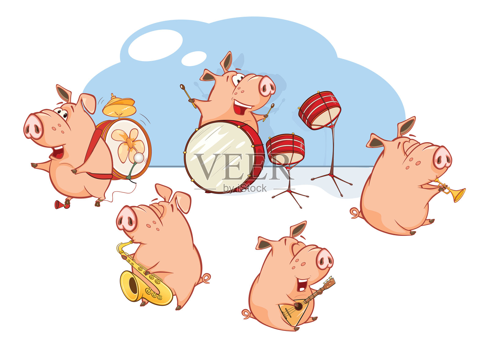 矢量插图的伟大动物猪管弦乐队插画图片素材
