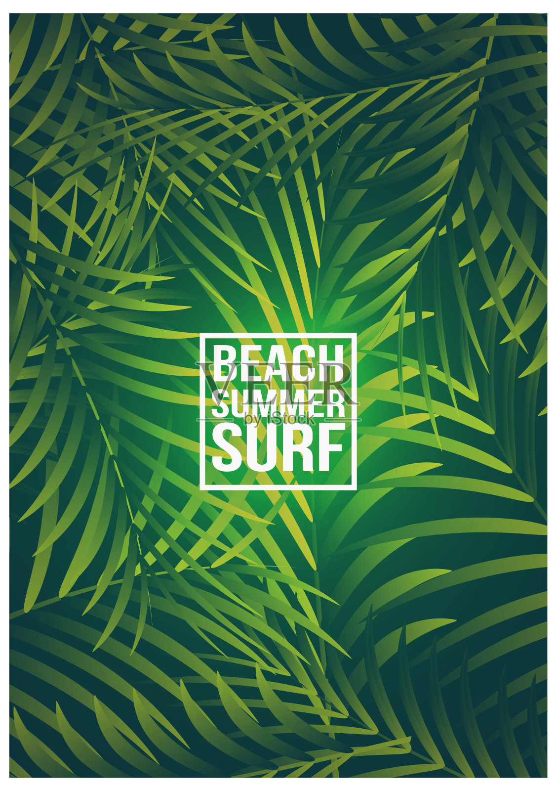 异国情调的棕榈LeavesÂ夏季热带设计传单-矢量插图插画图片素材
