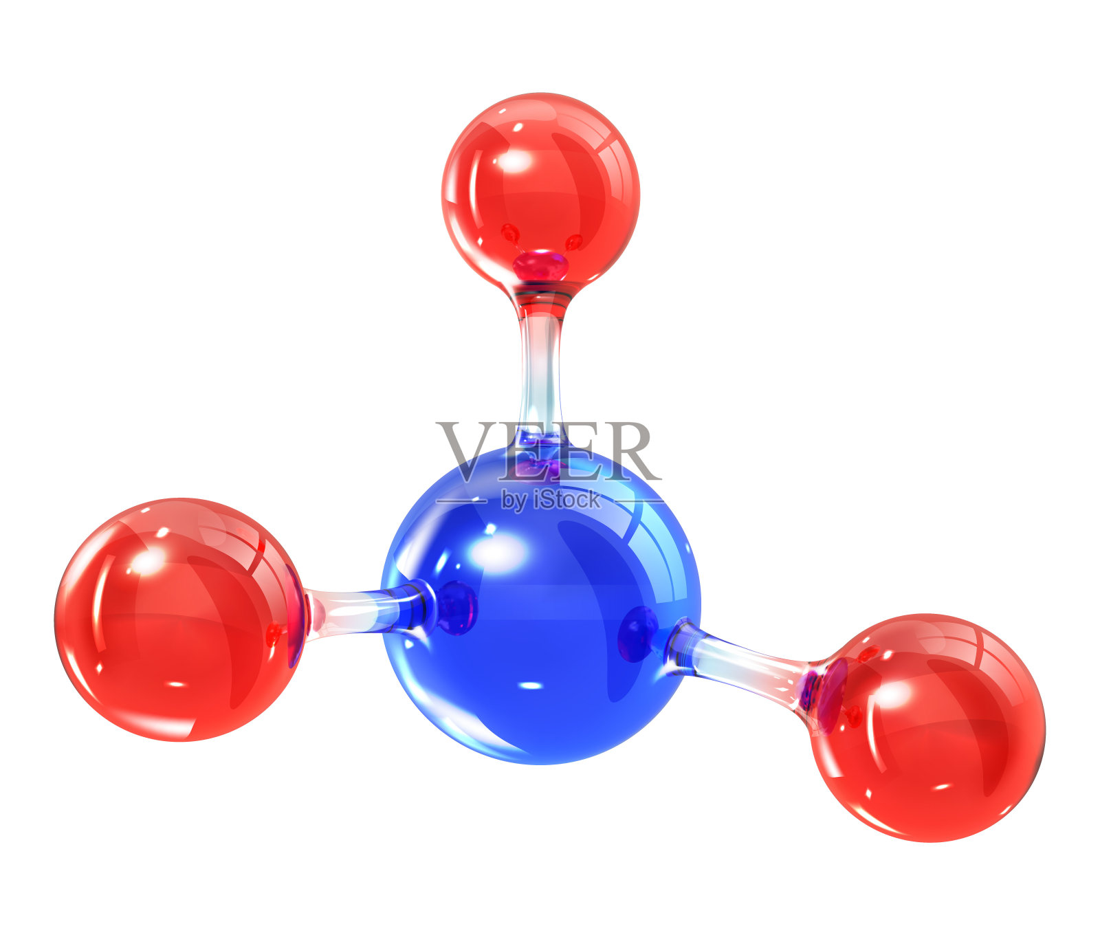 玻璃的分子模型。反射和折射抽象分子形状孤立在白色背景上。现实的矢量图设计元素图片