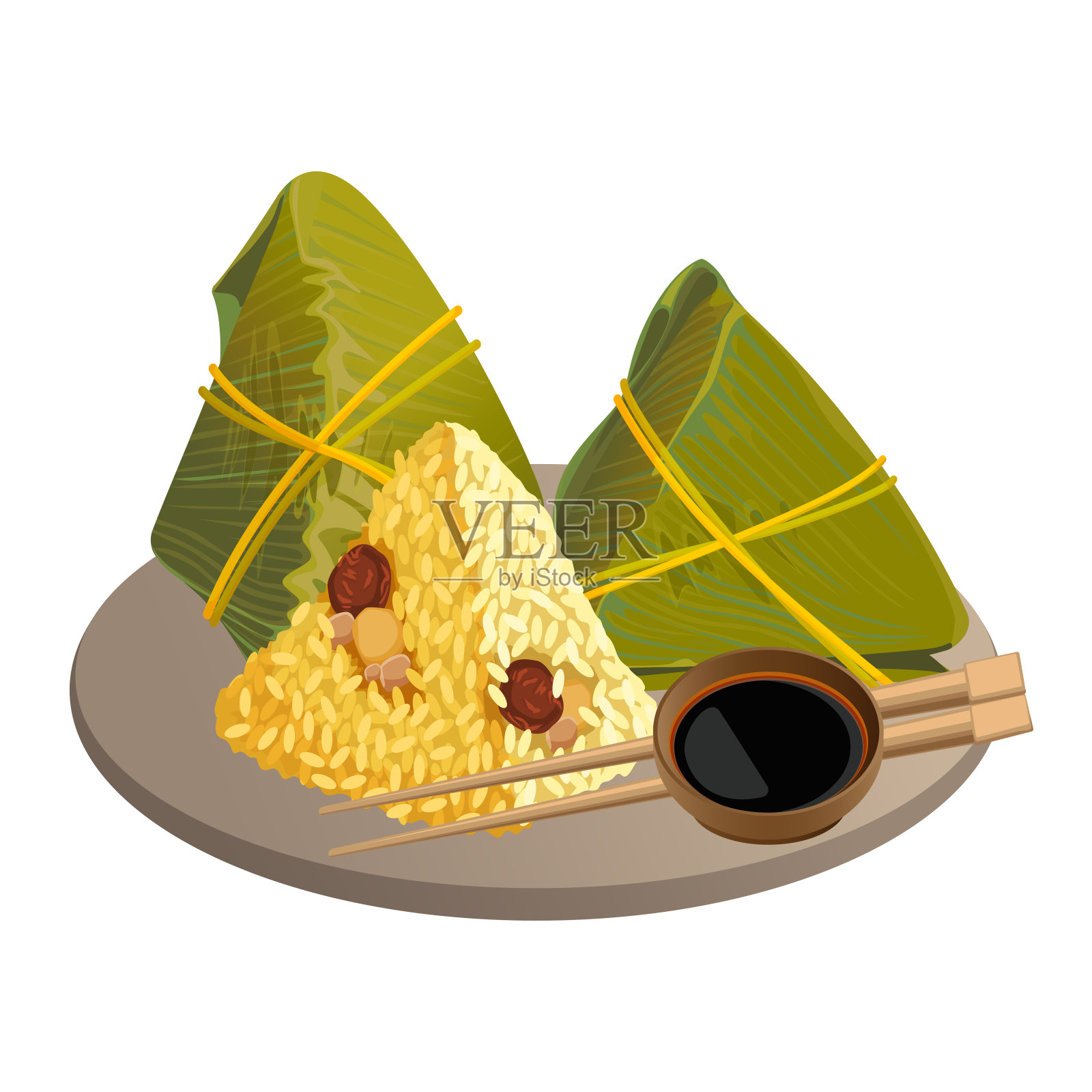 粽子、粽子等亚洲食品孤立上白插画图片素材