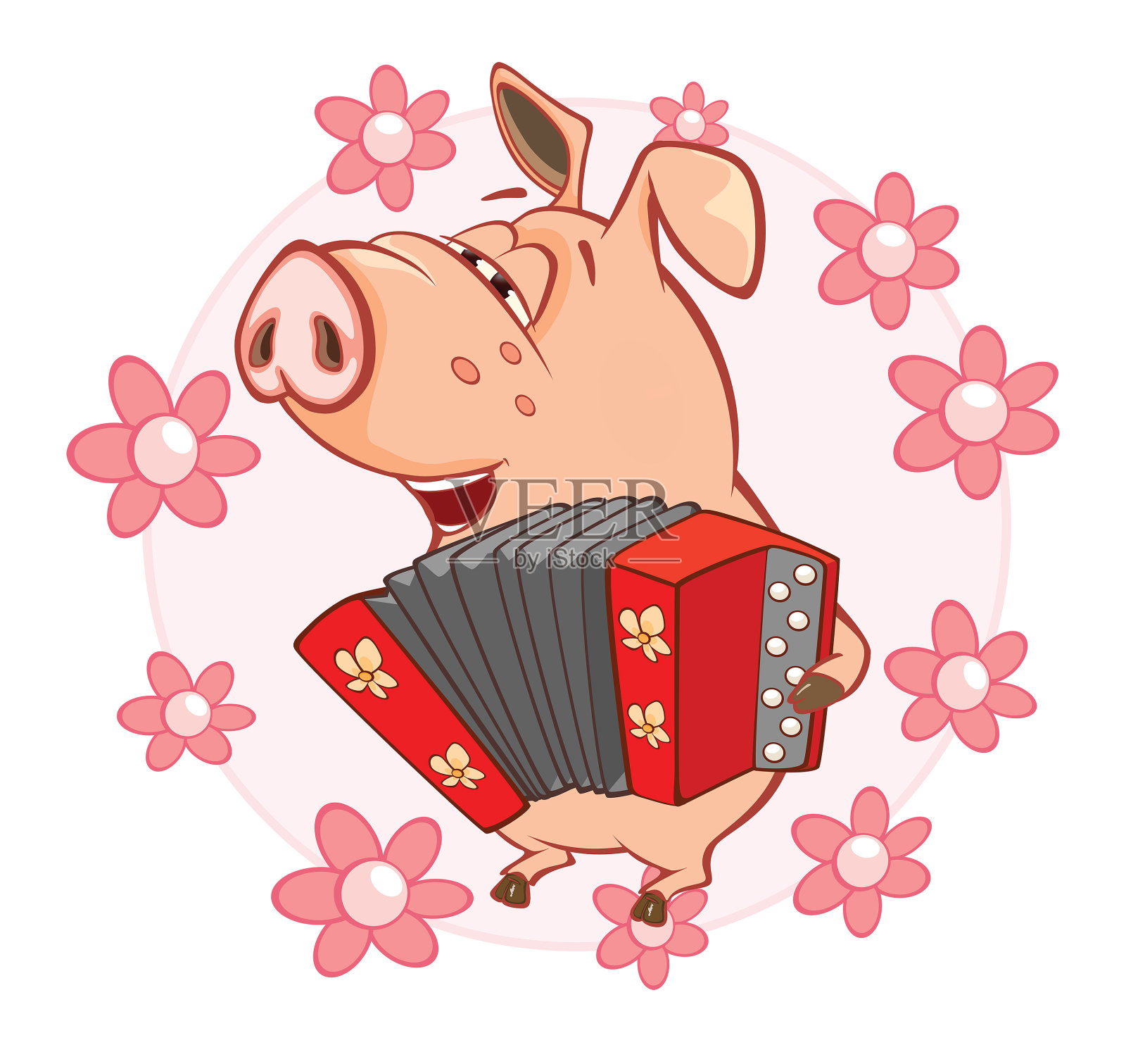 矢量插图的可爱的猪。卡通人物插画图片素材
