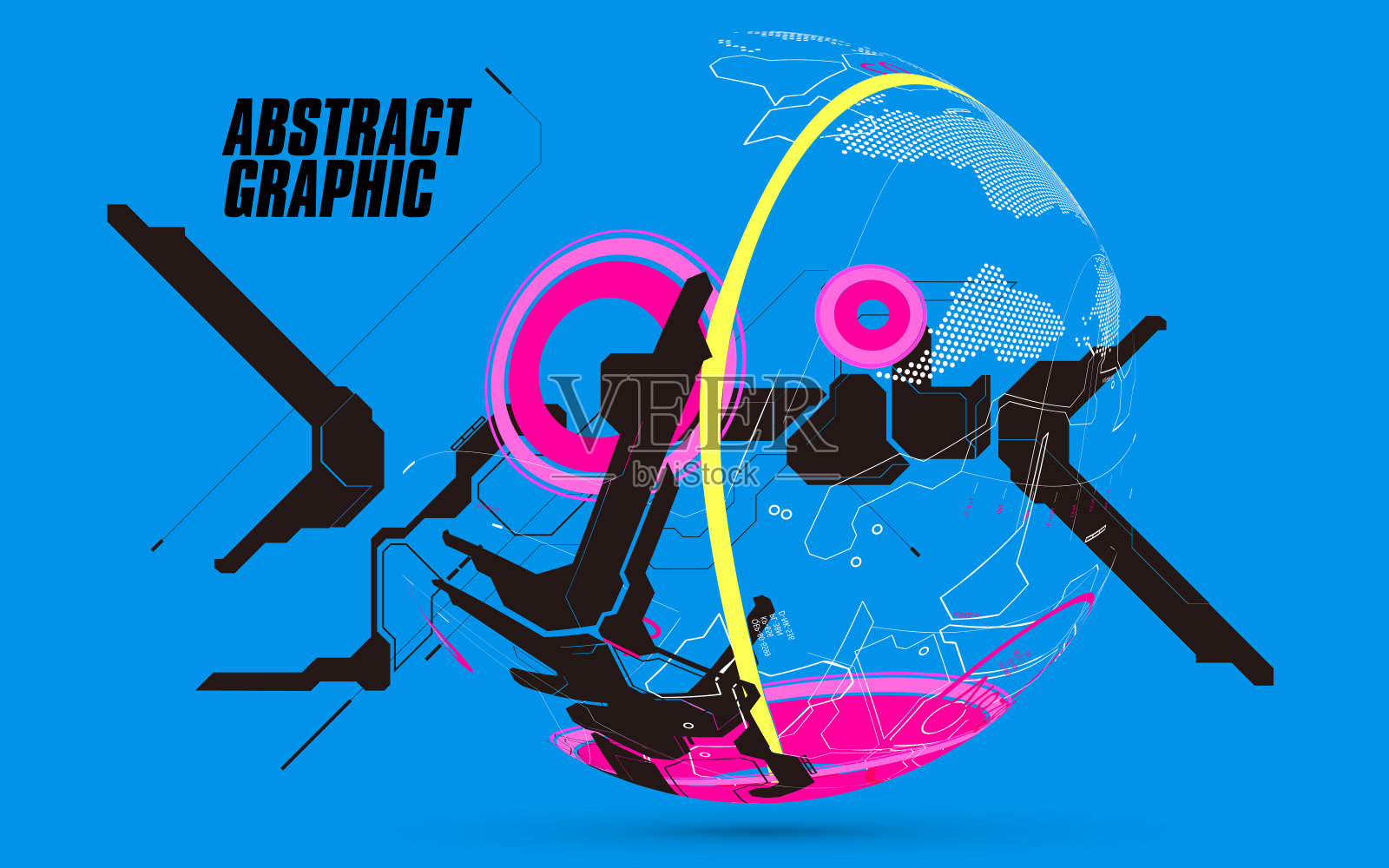 抽象的球体图形，未来的概念线，技术感的设计。插画图片素材