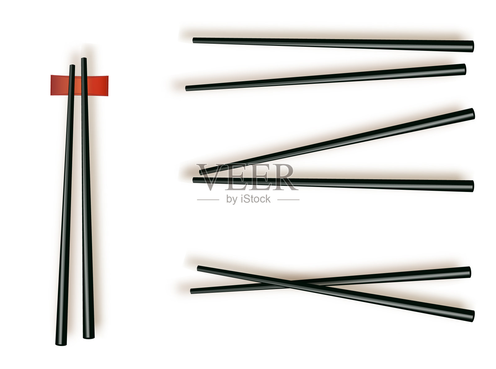 筷子。设置配件寿司孤立在白色背景。矢量图插画图片素材