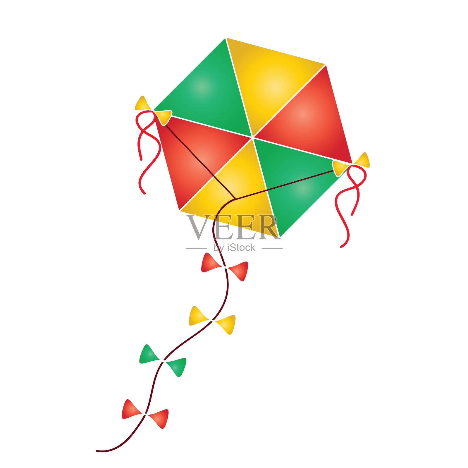 彩色风筝矢量插图-传统的希腊清洁星期一风筝插画图片素材
