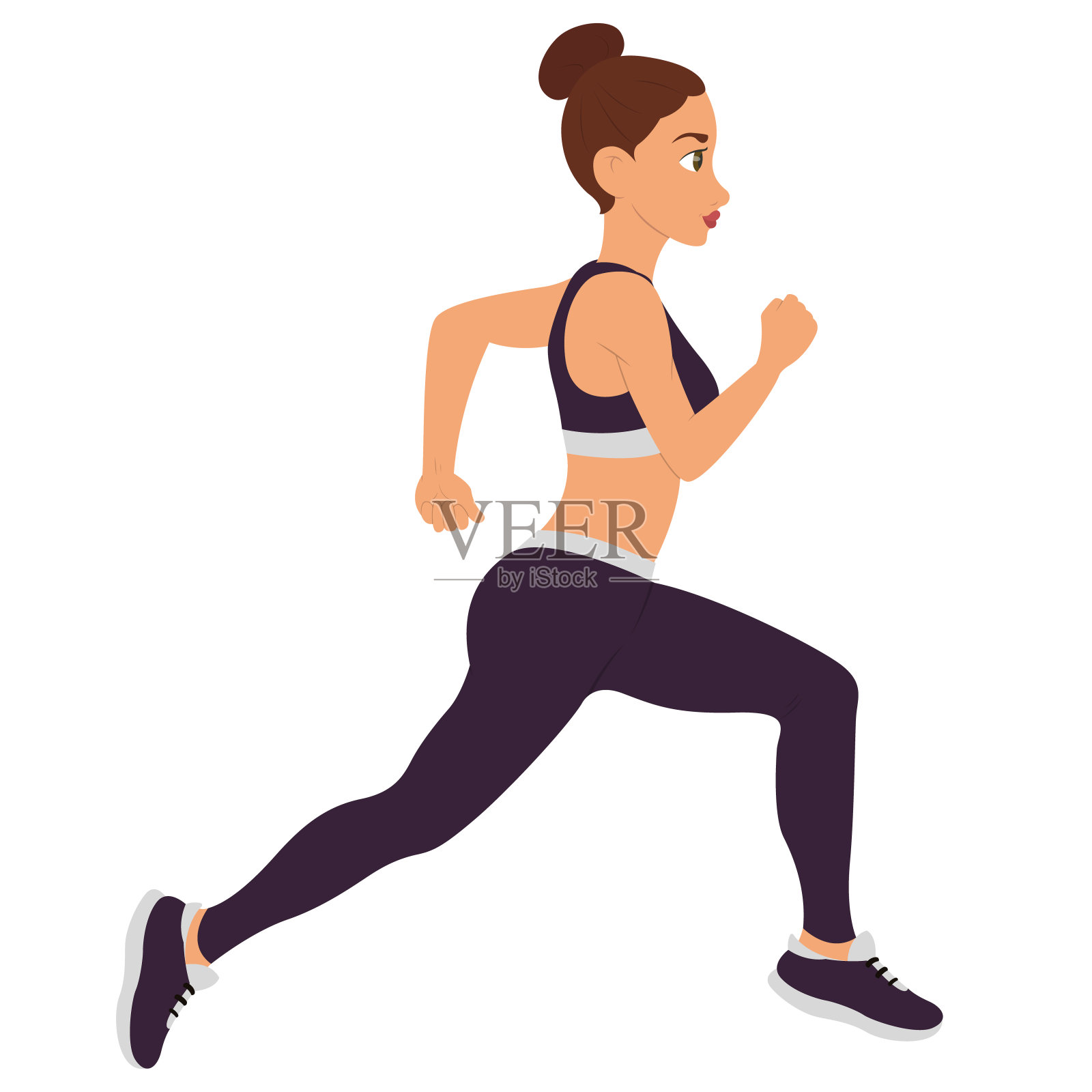 跑步的女人插画图片素材