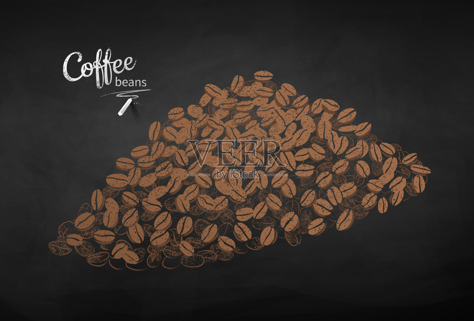 粉笔画了一堆咖啡豆的草图插画图片素材