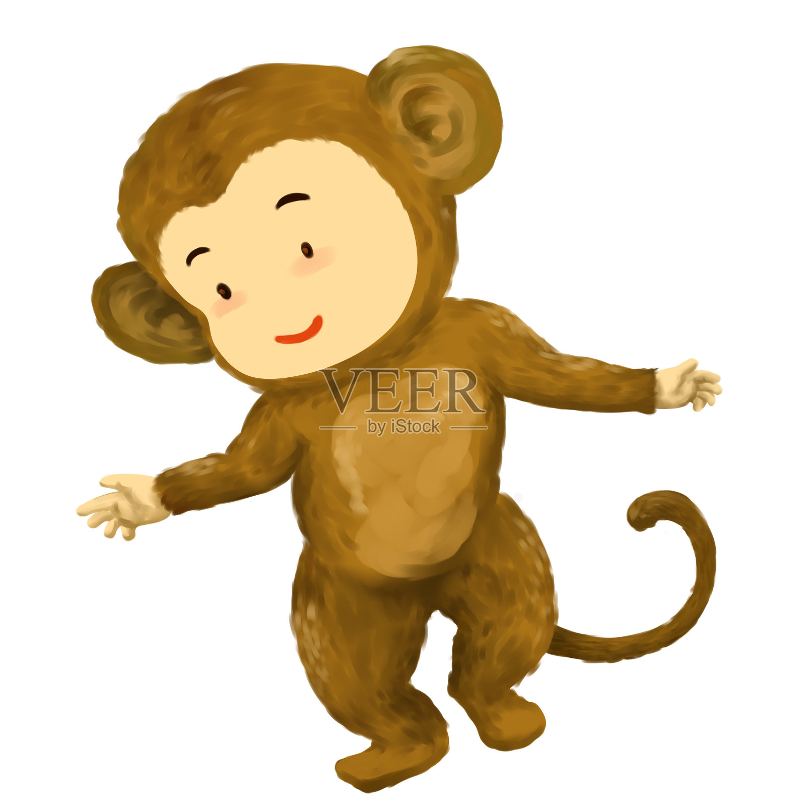孩子们穿着猴子服装插画图片素材