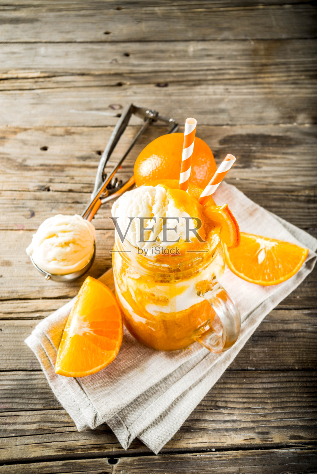 橙汁汽水奶油冰棒鸡尾酒照片摄影图片