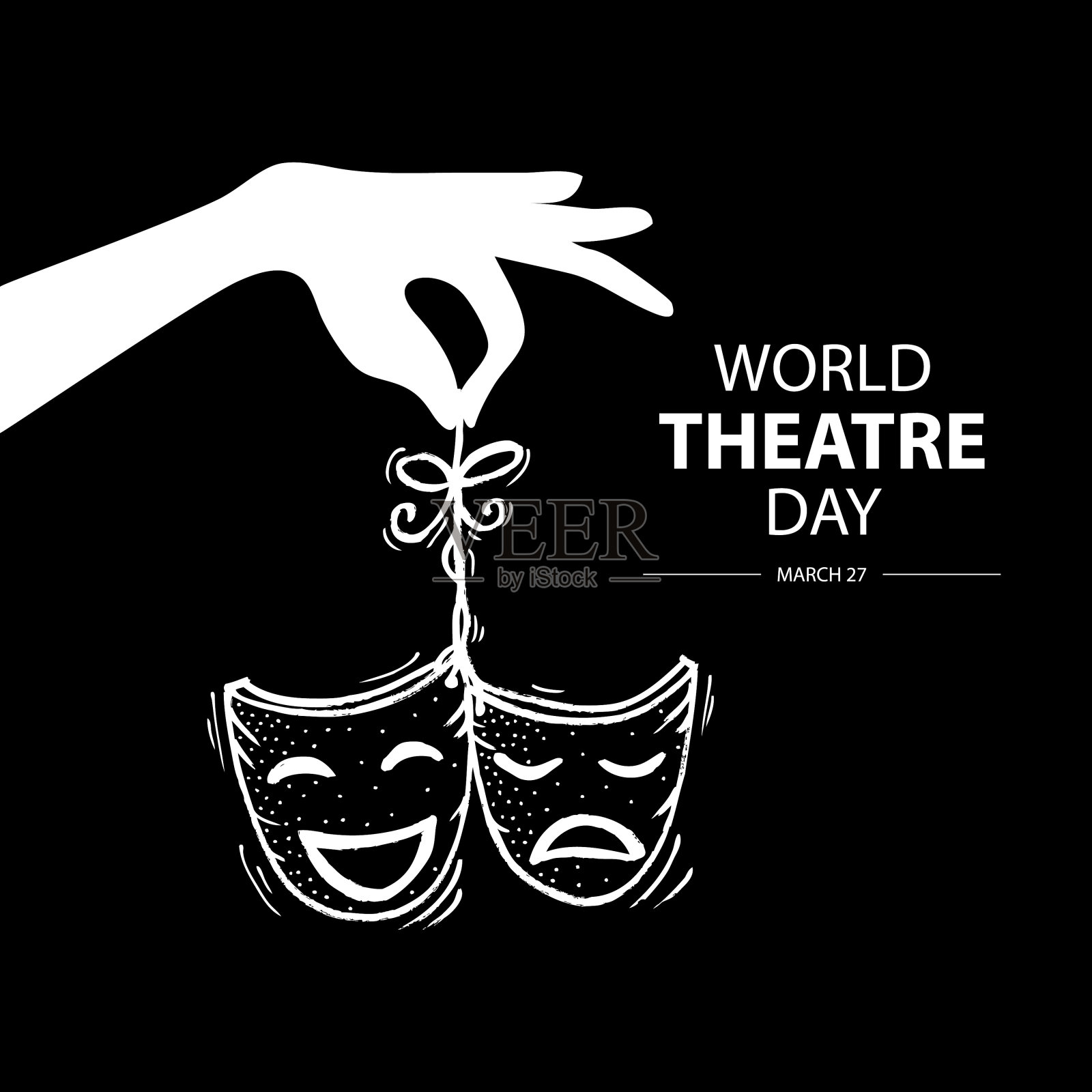 世界戏剧日的概念。3月27日插画图片素材