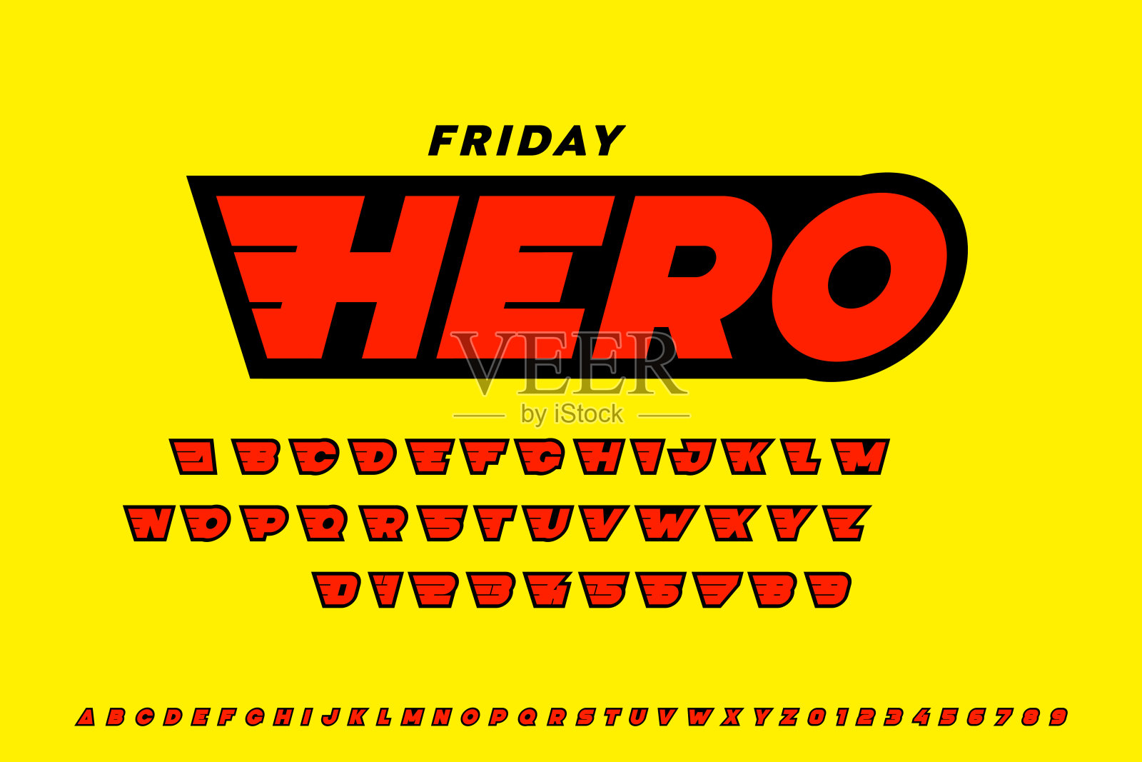 漫画超级英雄风格字体插画图片素材