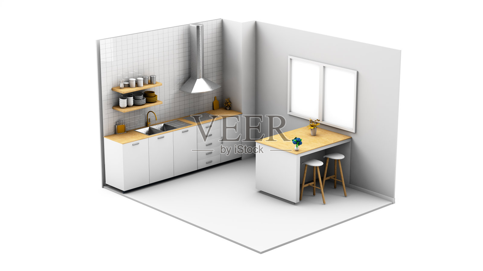 厨房效果图3d渲染照片摄影图片
