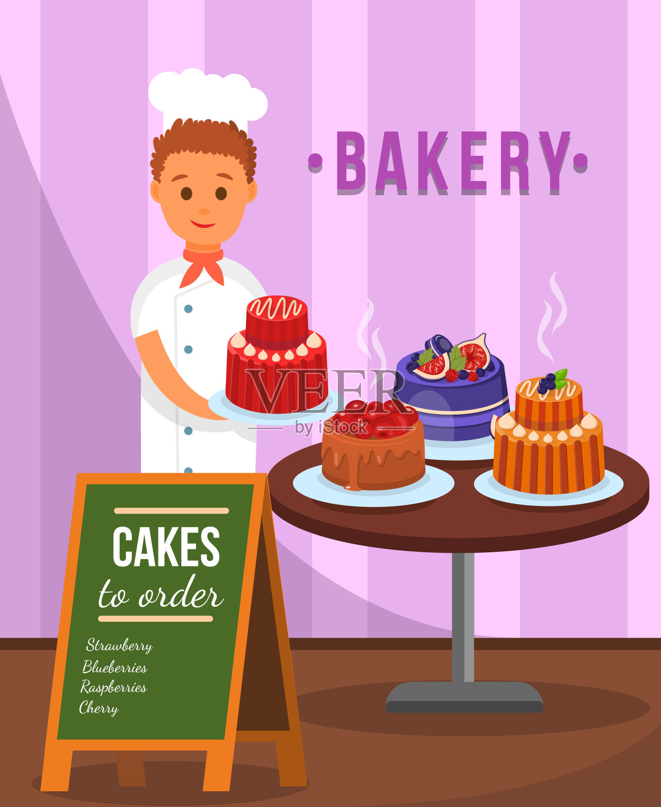 糖果与蛋糕平面矢量插图插画图片素材