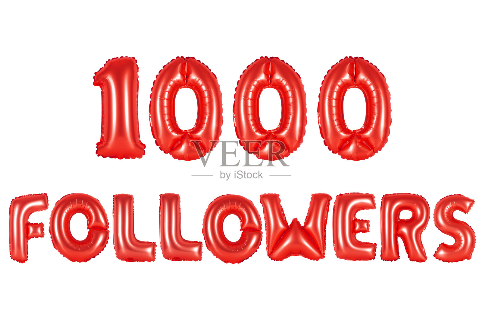 红色的字母气球，1000个追随者照片摄影图片