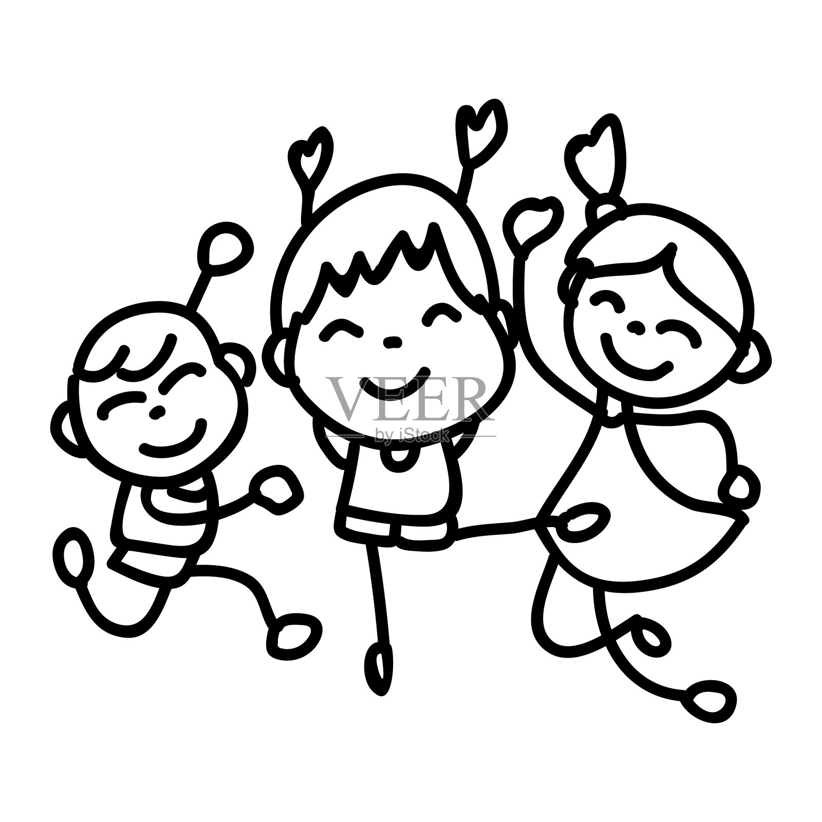 手绘抽象卡通幸福人家庭幸福概念插画图片素材