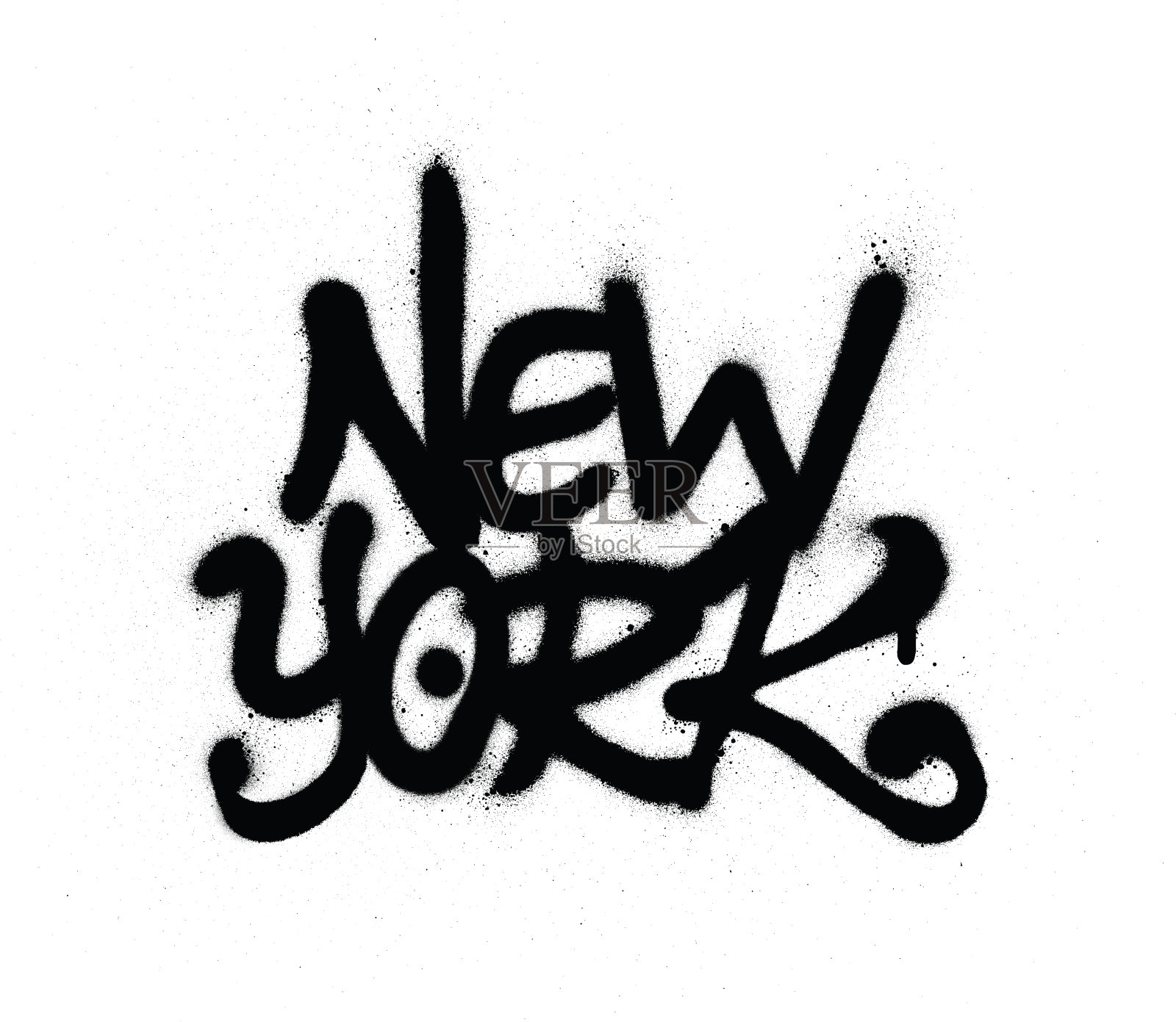 涂鸦纽约字喷在黑色的白色设计元素图片