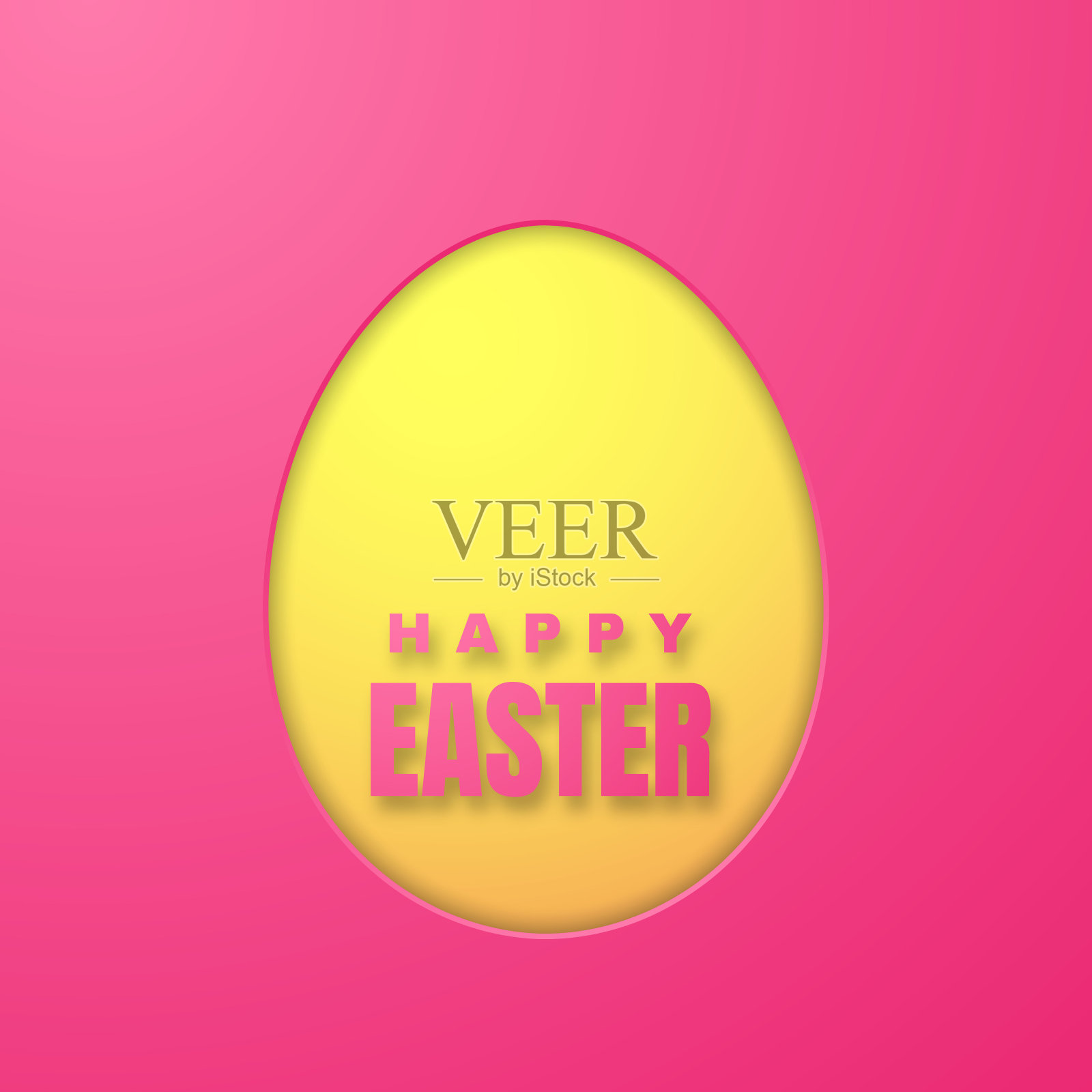 复活节快乐贺卡与彩色纸复活节彩蛋在粉红色的背景。矢量图插画图片素材