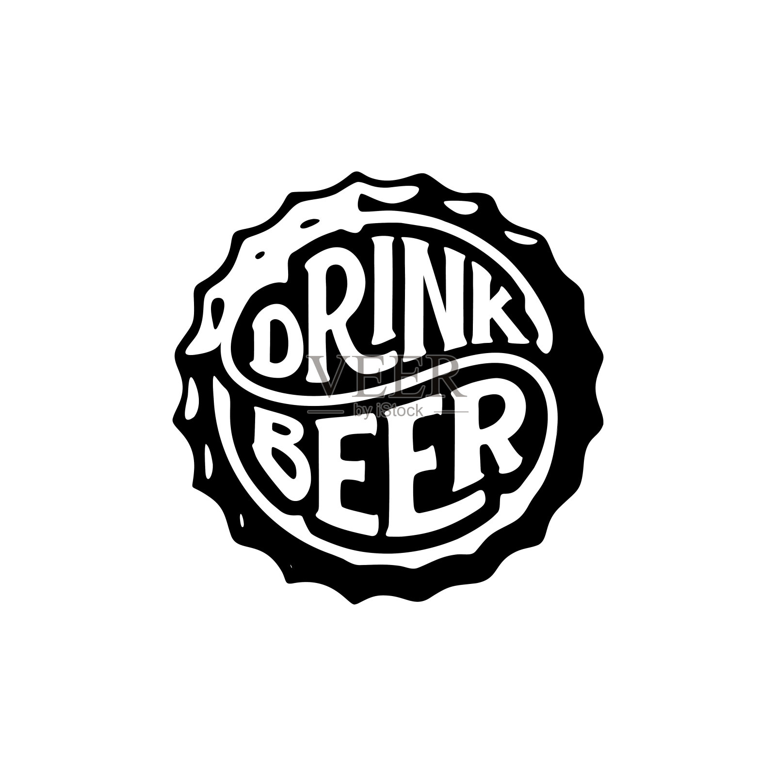 喝啤酒时，瓶盖上有圆形的字母设计元素图片