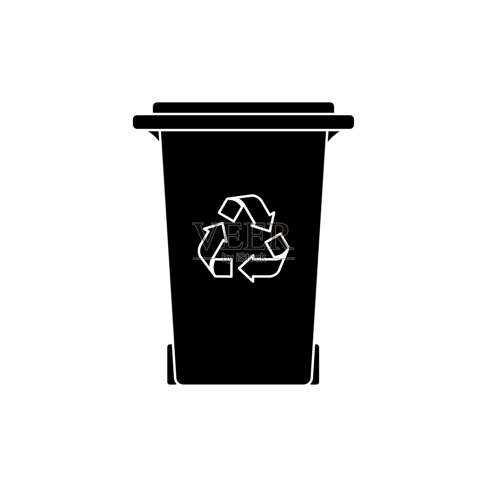 矢量插图概念与标志的垃圾桶与符号的回收。黑色的轮廓设计元素图片