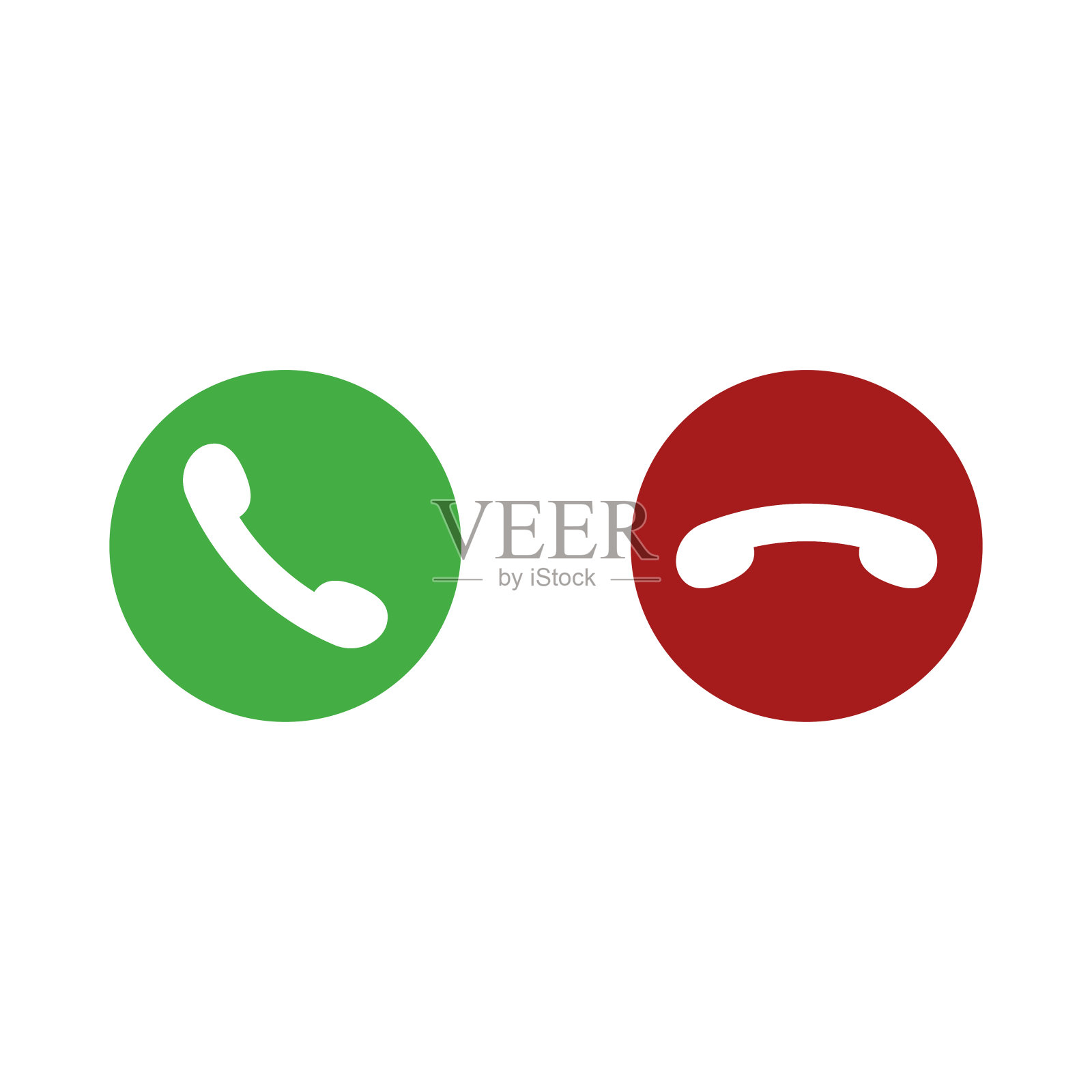 Vector gren和红色电话按钮隔离在白色背景。用于设计电话网站或手机。插画图片素材