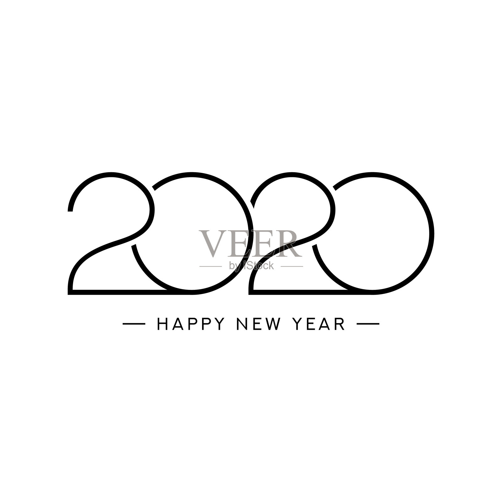2020快乐新年标志设计插画图片素材