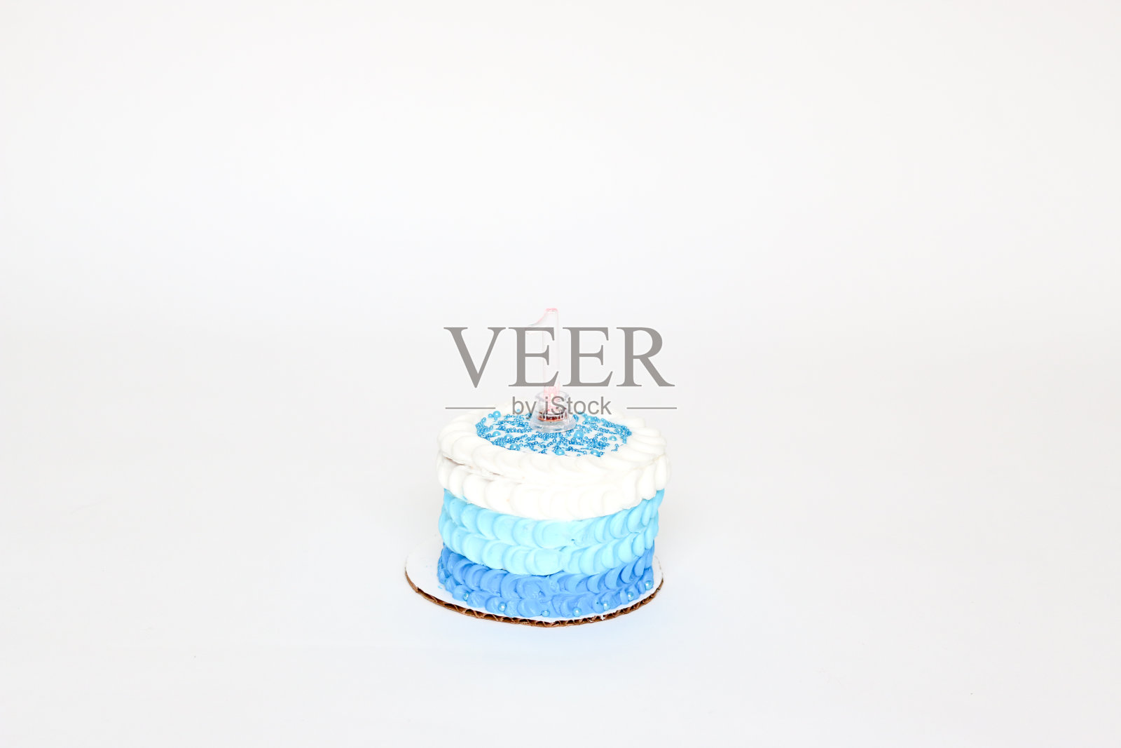 蓝色和白色的生日蛋糕照片摄影图片