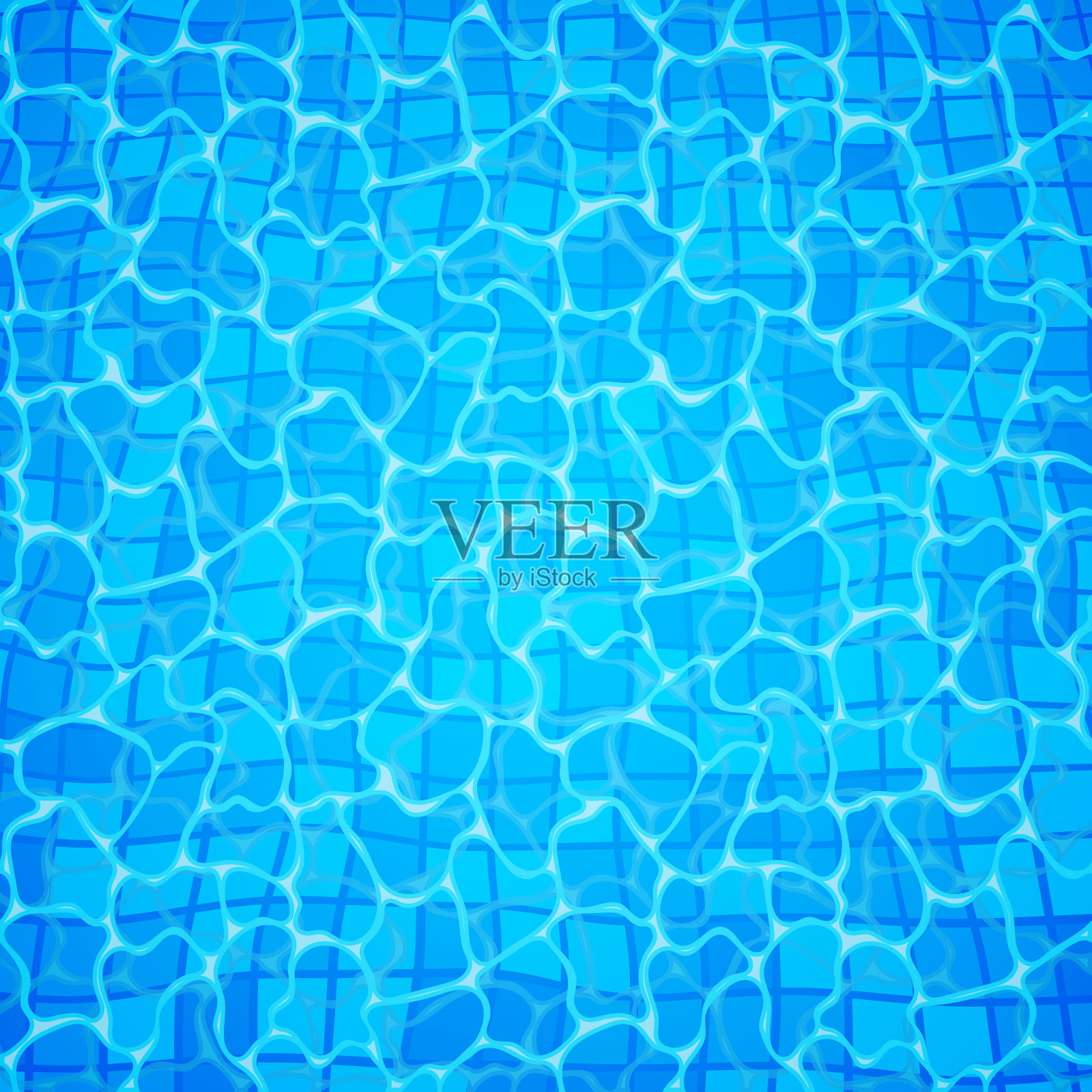 游泳池底部焦散线波纹和流动与波浪背景。无缝蓝色波纹图案。矢量图设计元素图片