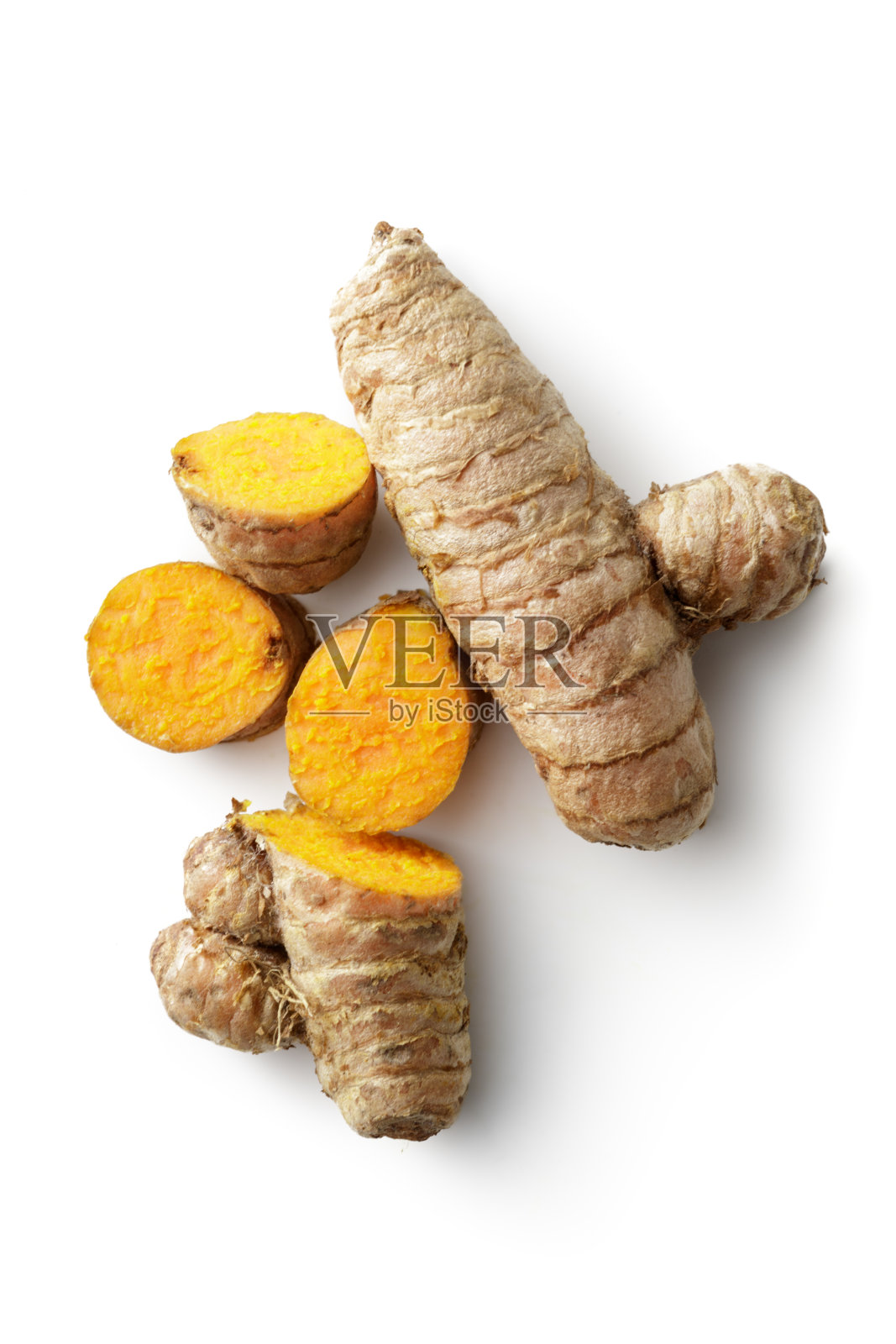 亚洲食物:白色背景上分离的姜黄照片摄影图片