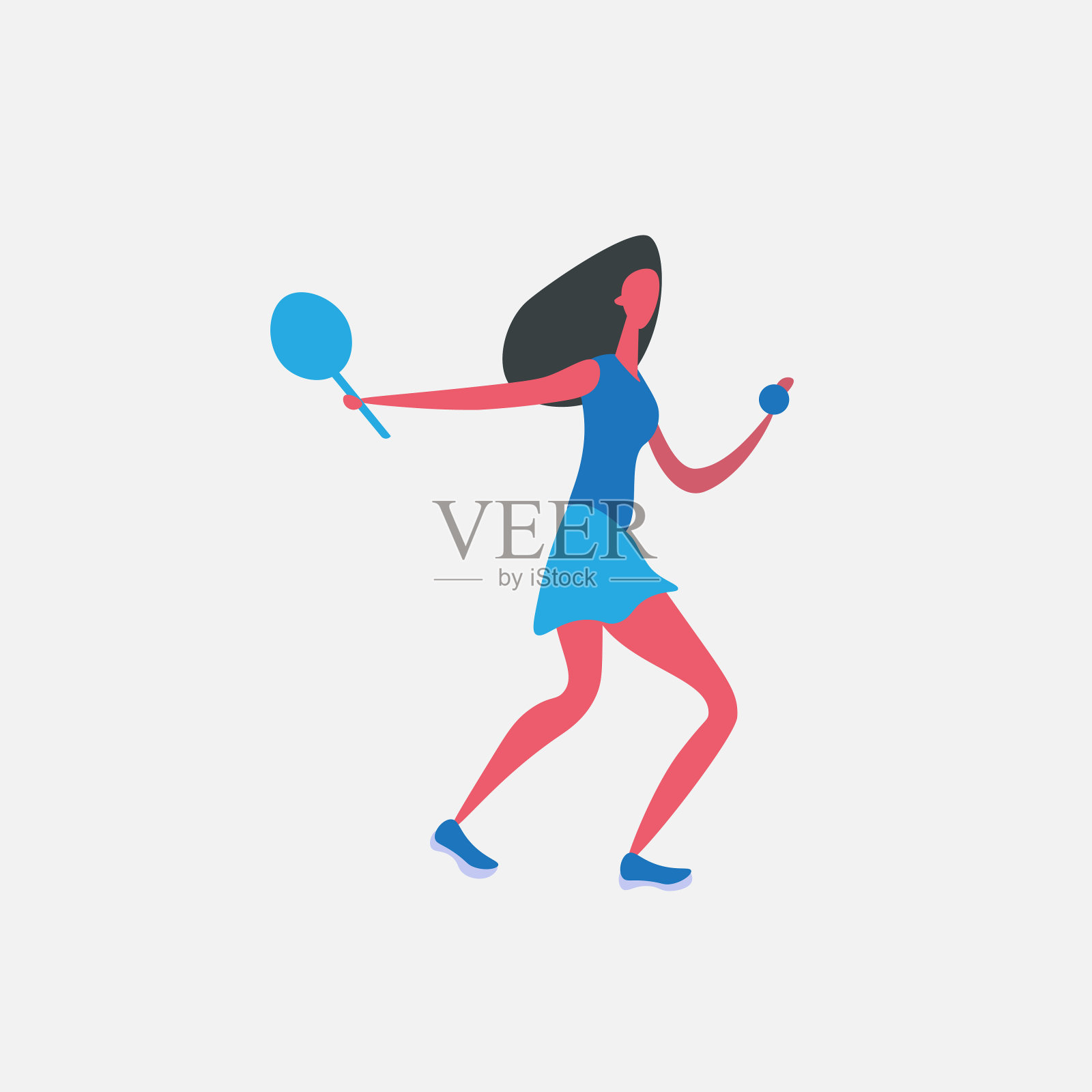 女子网球运动员卡通人物运动女性活动孤立健康生活方式概念全长平插画图片素材