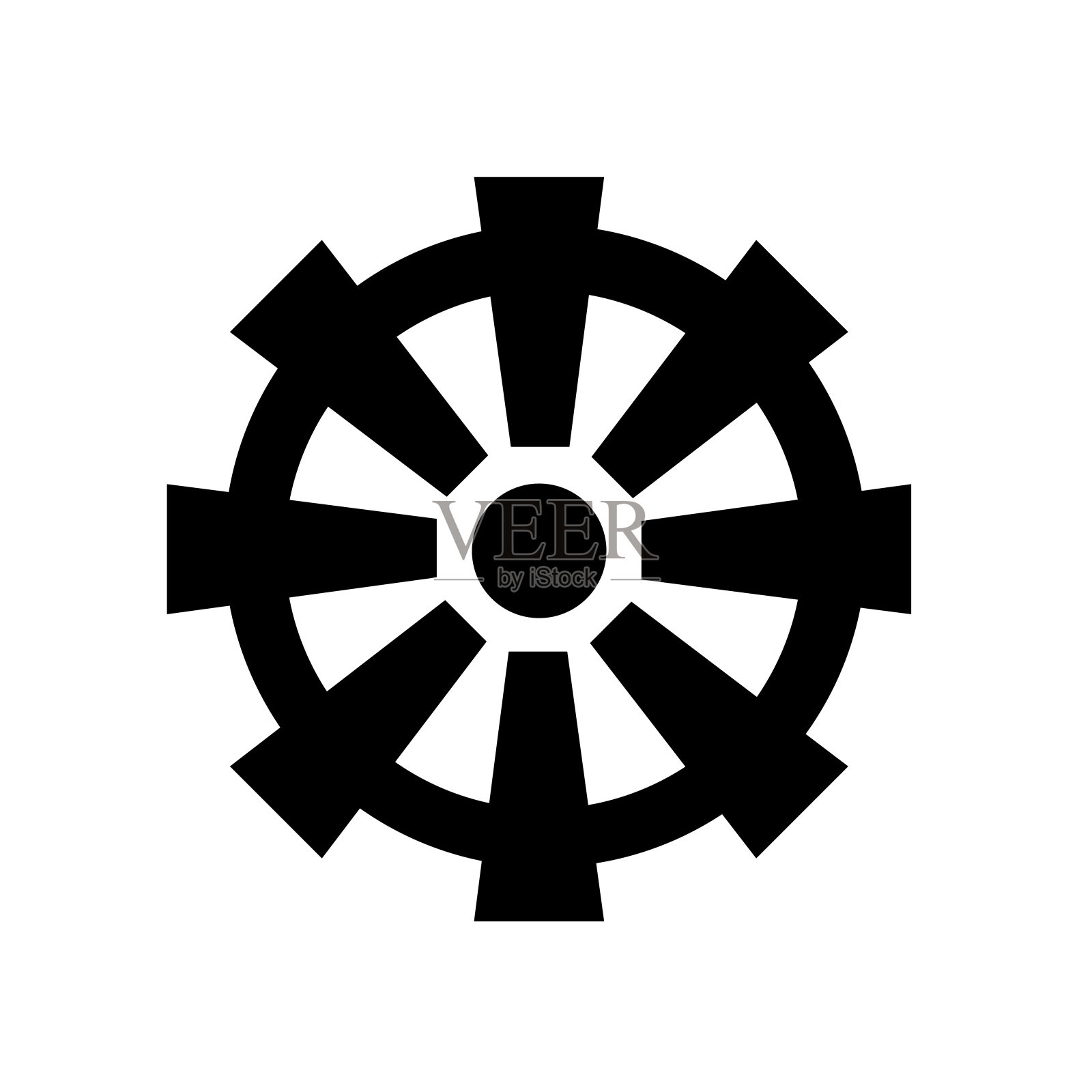 佛教轮图标矢量符号和符号孤立在白色背景，佛教轮标志的概念设计元素图片