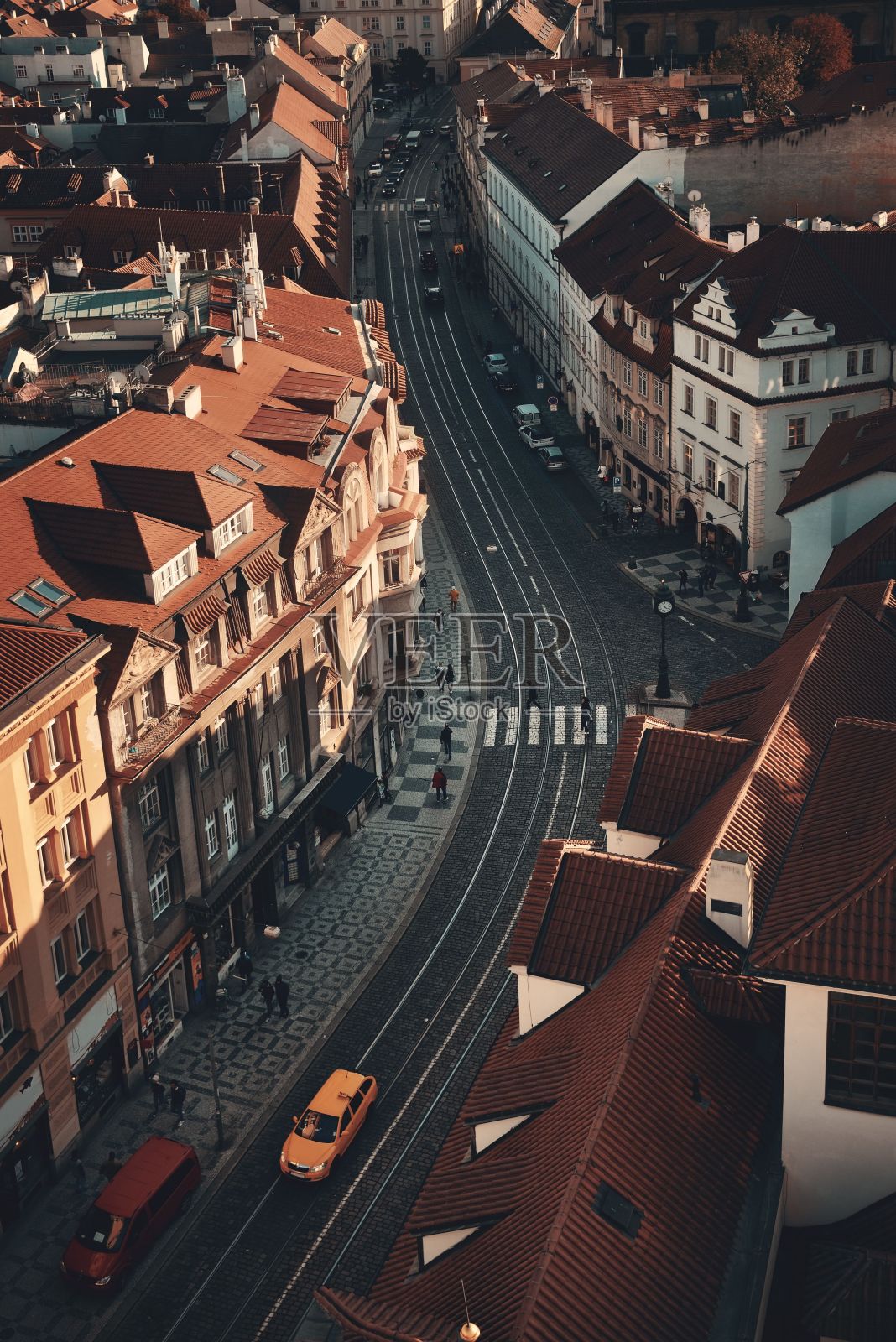 布拉格天际线屋顶景观照片摄影图片
