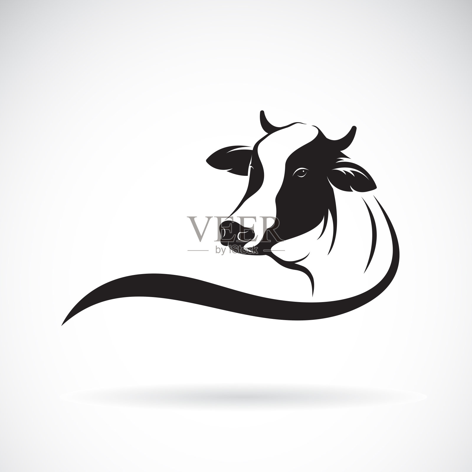 在白色背景上的牛头矢量设计。牛的图标或标志。农场动物。易于编辑的分层矢量插图。设计元素图片