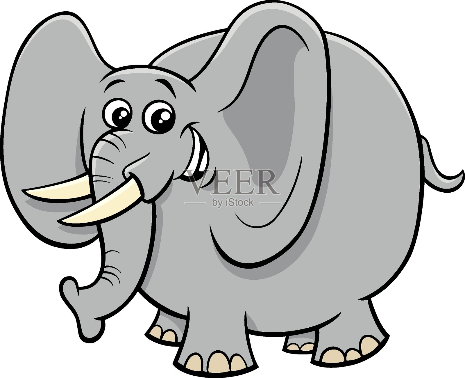 可爱的大象动物卡通人物设计元素图片