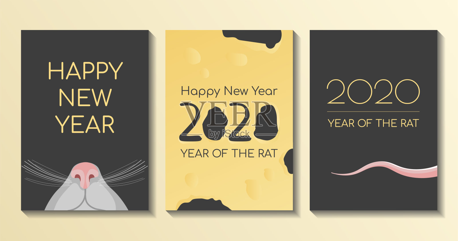 老鼠和奶酪，2020老鼠新年快乐。插画图片素材