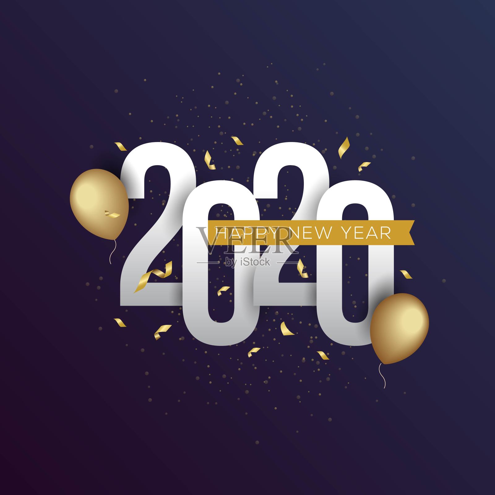 2020年新年快乐矢量插图横幅，传单和贺卡设计模板素材