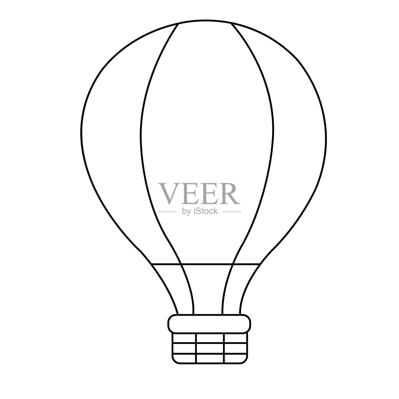 热气球的图标，现代简约平面设计风格的象征。矢量插图,轮廓。设计元素图片