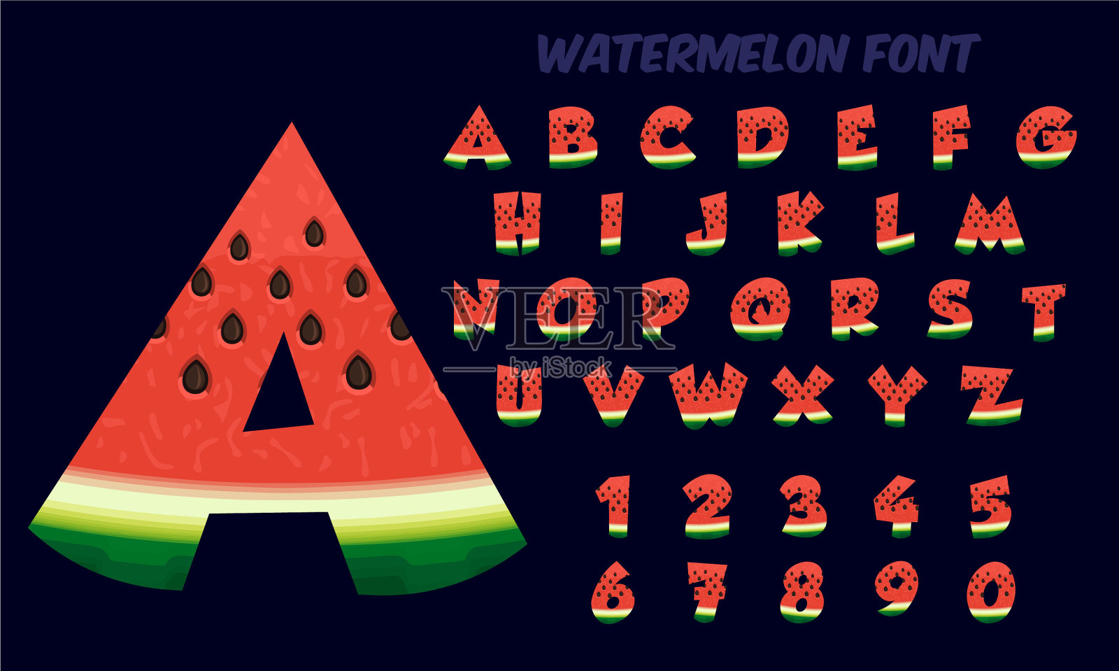 由红色西瓜片组成的字母和数字设计元素图片