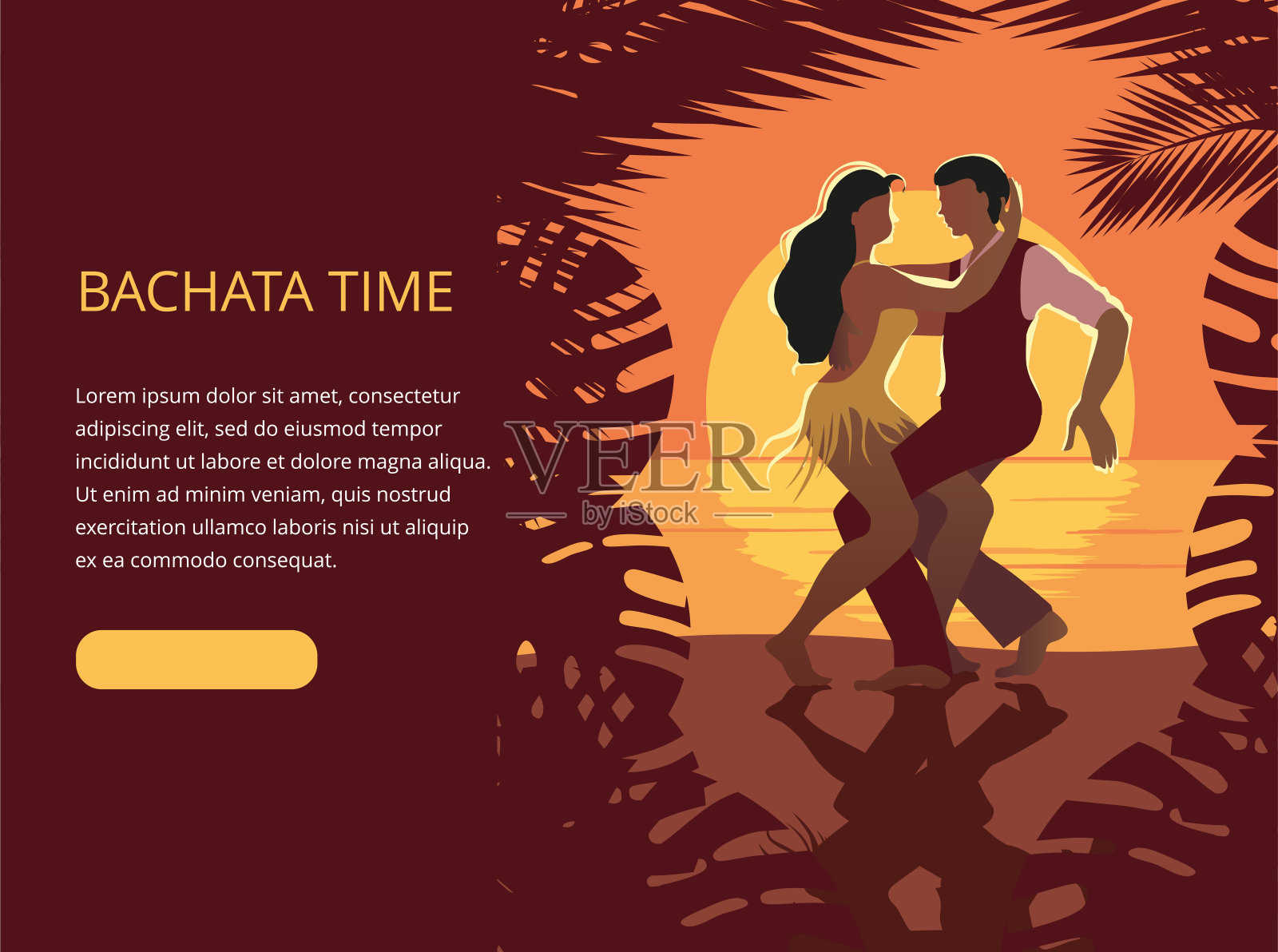 美丽的夫妇在海滩上跳舞拉丁salsa bachata舞。插画图片素材