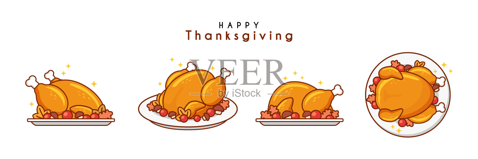 感恩节烤火鸡的插图设计元素图片