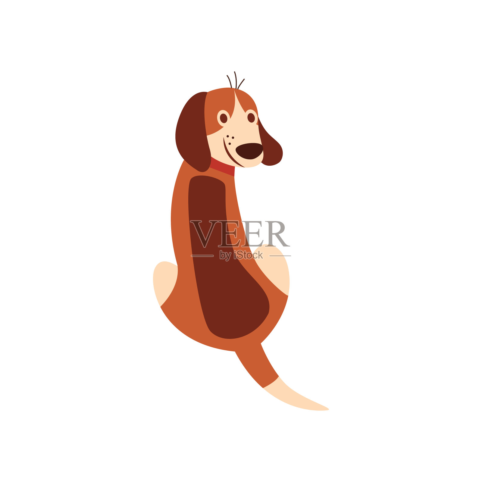 一只可爱的宠物和一只棕色的比格犬正坐在它们的背上。插画图片素材